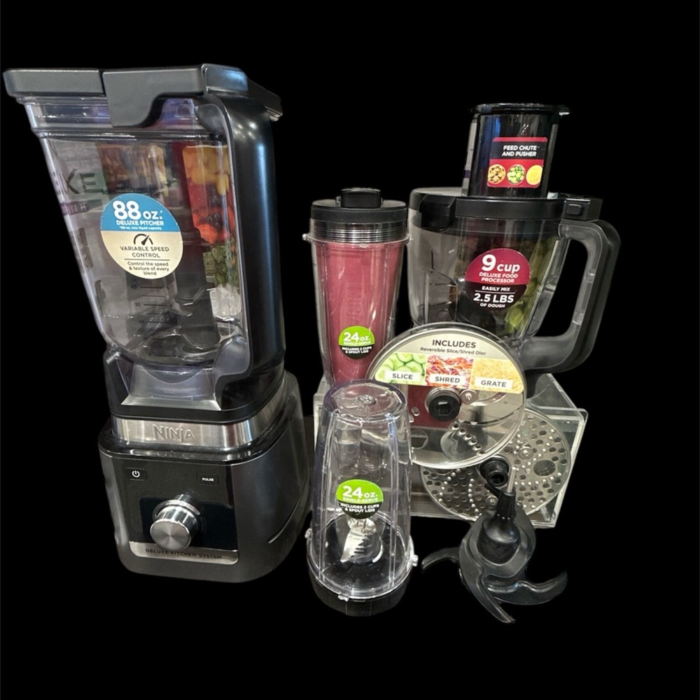 Ninja Black and Silver Blender and Processor Set